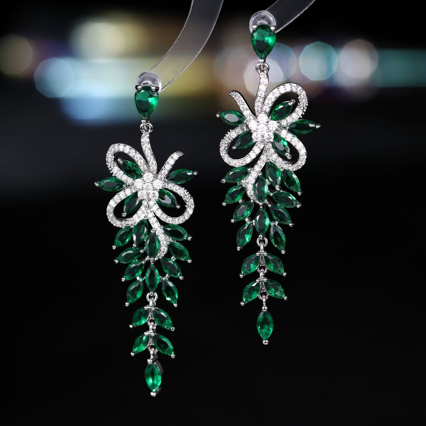 2025 2025 high-end earrings long luxury zircon fashion exaggerated celebrity banquet bride wedding earrings ear jewelry