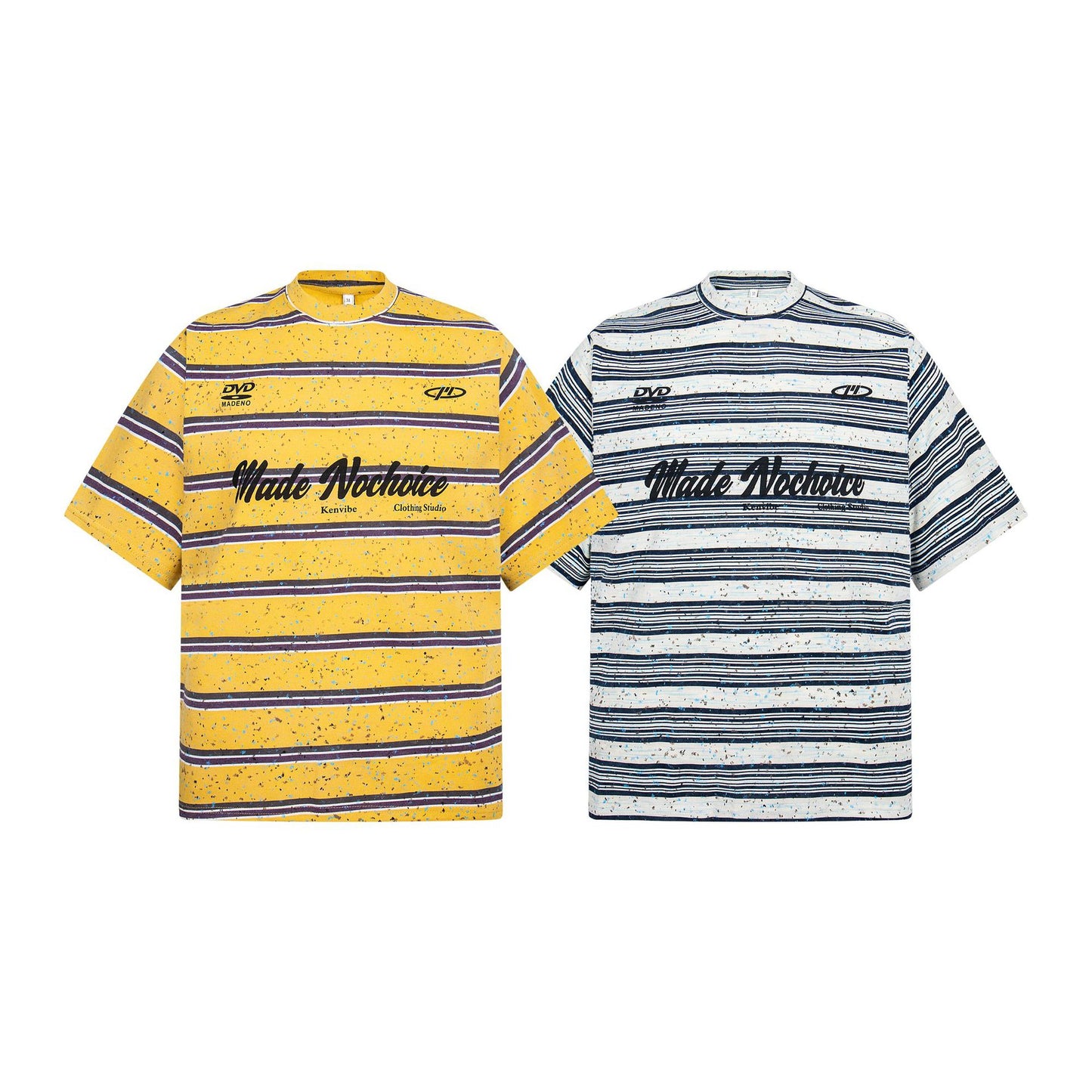 2025 2630 2025n street 2025 men's and women's color embellishment design men's loose high-end striped short-sleeved T-shirt