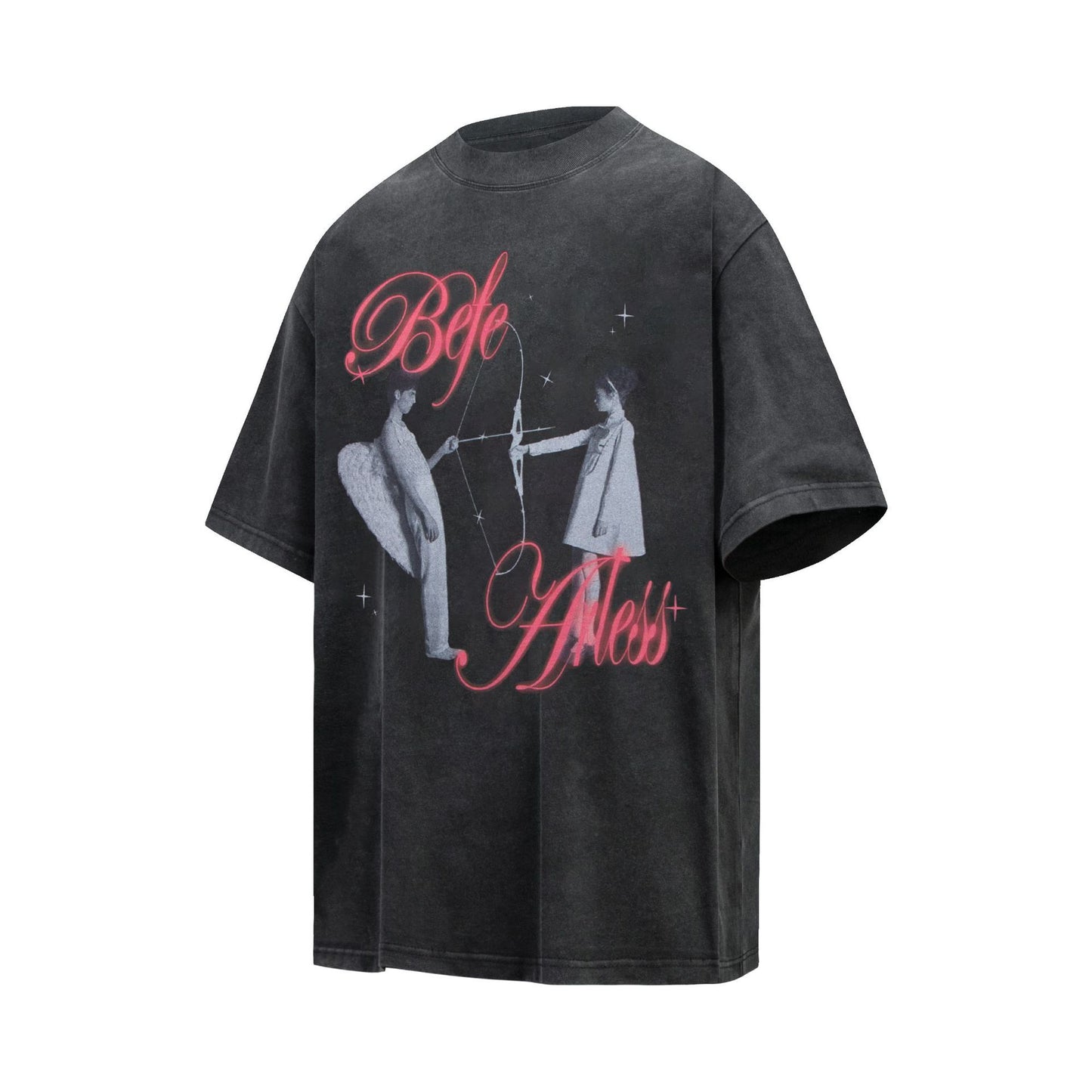 2025 6120 2025n Street 2025 Retro Character Pattern Design Men's Loose Premium Sense Neutral Short Sleeve T-Shirt