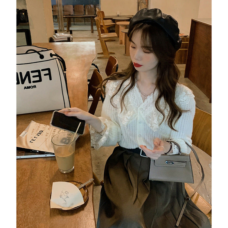 Early spring 2025 new feeling Popularan shirt chic and beautiful top lace inner shirt women