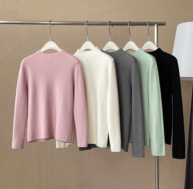 2025 popular autumn and winter new Korean semi-turtleneck slim-fitting inner high-end bottoming sweater knitted sweater 8863-1