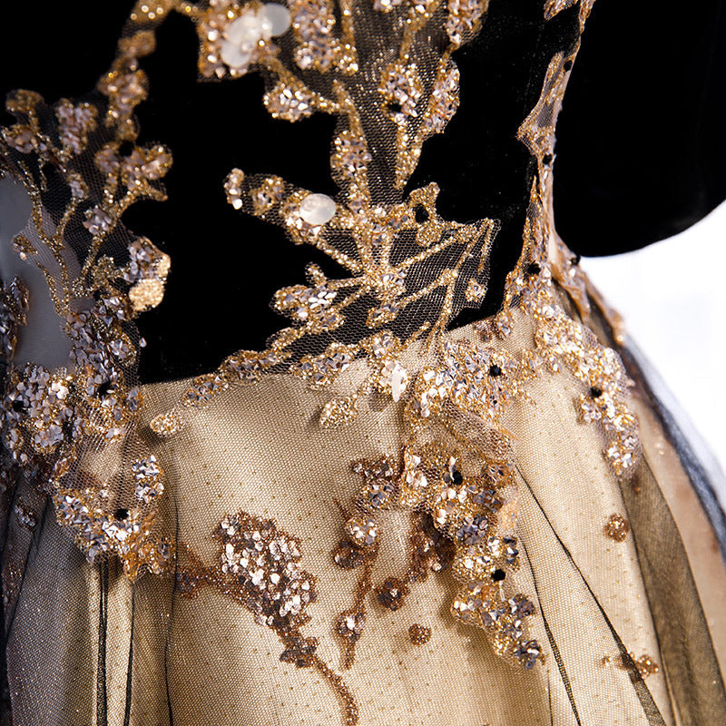 2025Hot trade evening dress women's new temperament host conductor long performance chorus dress art exam student dress