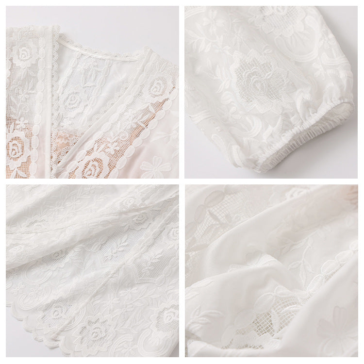 high-end embroidery design high-end romantic dress 2025 new V-neck sexy splicing dress N3059