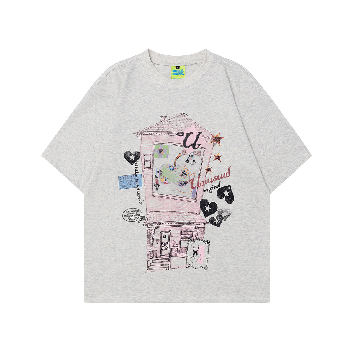 2025 T1099 2025n 2025 Summer Neutral High Sense Painting Pattern Design Retro Men's High Sense Short Sleeve T-Shirt
