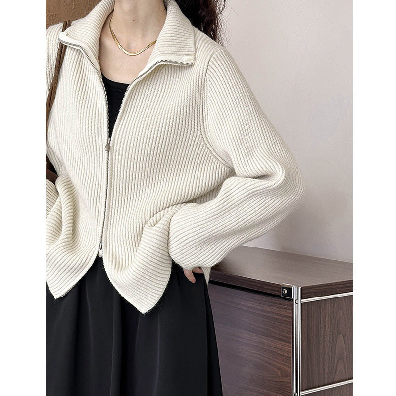 2025 popular autumn new top soft waxy lazy style loose knitted cardigan with sweater A23