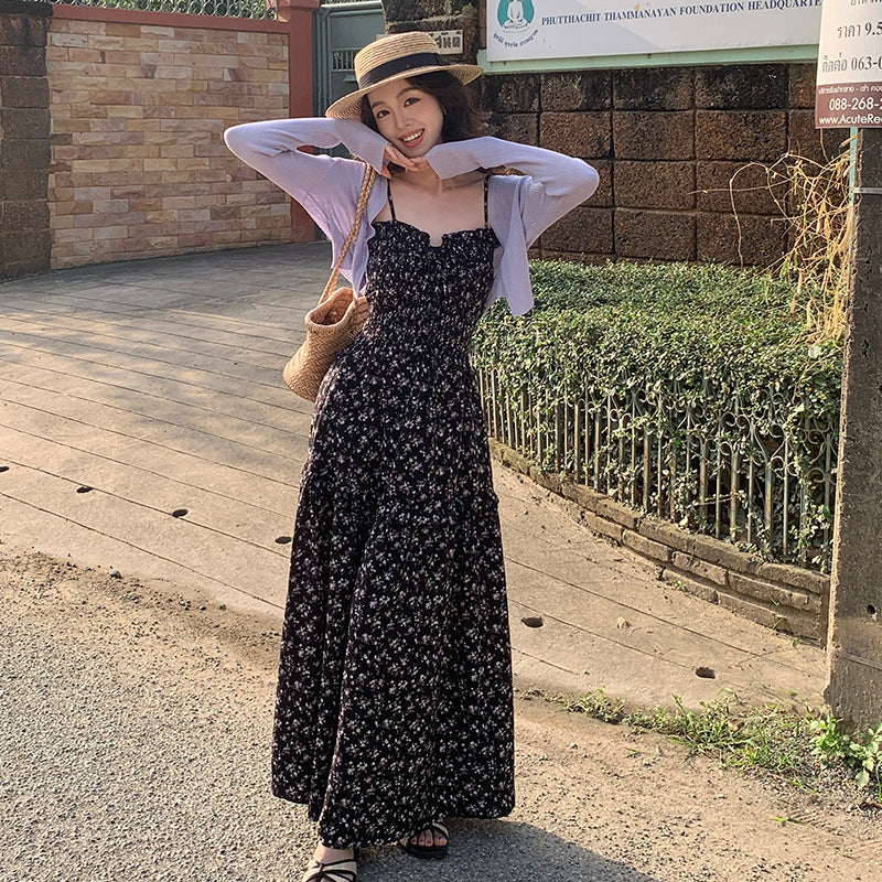 2025 Thirteen Lines Spring New Temperament Printing Pure Desire High Waist Suspender Dress Women 88163