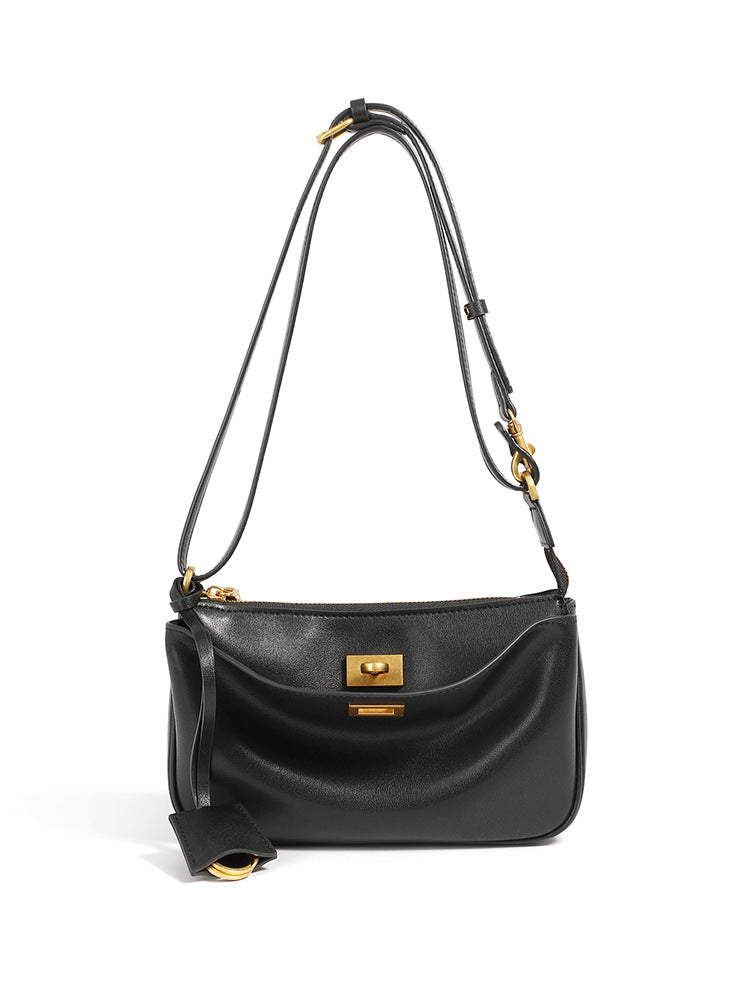 2025 Versatile lock underarm bag method stick bag new locomotive shoulder small square bag
