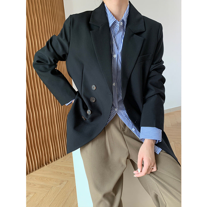 2025 2025 spring blazer women's irregular niche design sense loose Hong Kong style Korean version suit top 8160