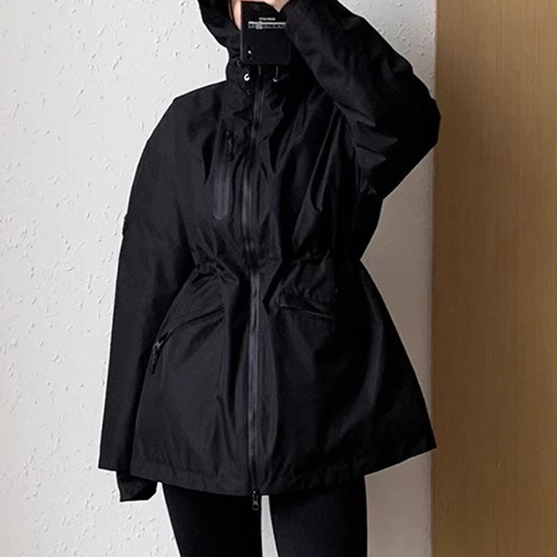 2025 Goose down jacket waterproof jacket down jacket tooling women's short light and thin hooded outdoor loose jacket women's winter