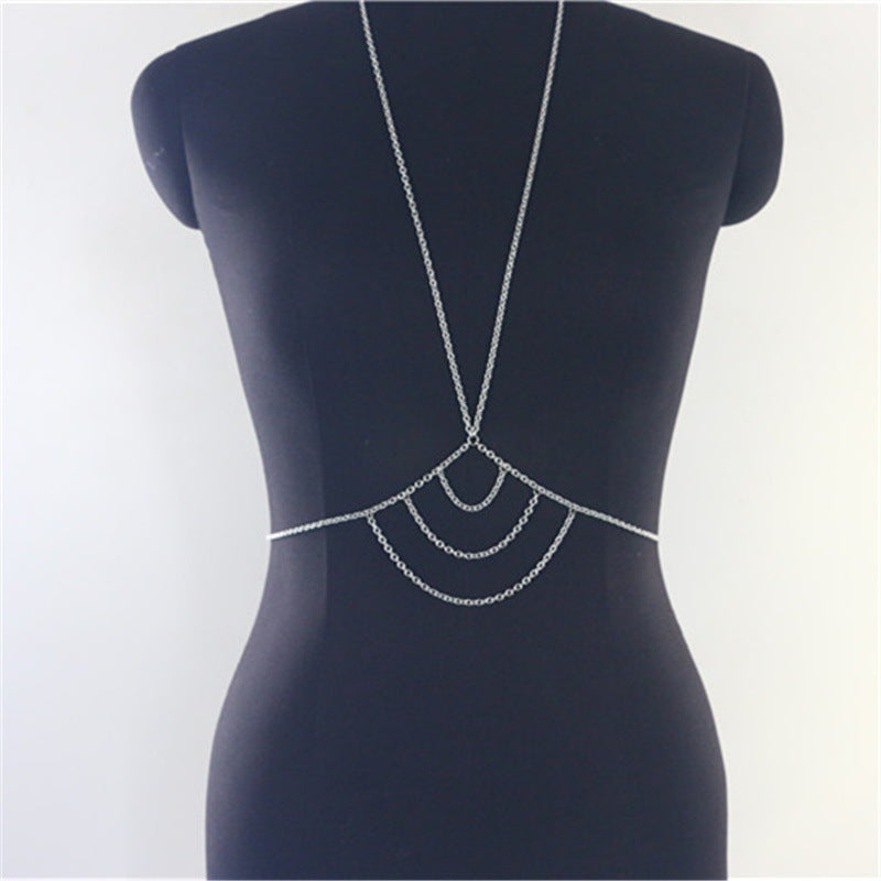 2025 YL2306 2025 Body chain factory supply fashionable multi-layer wave fringed chain neck vest body chain