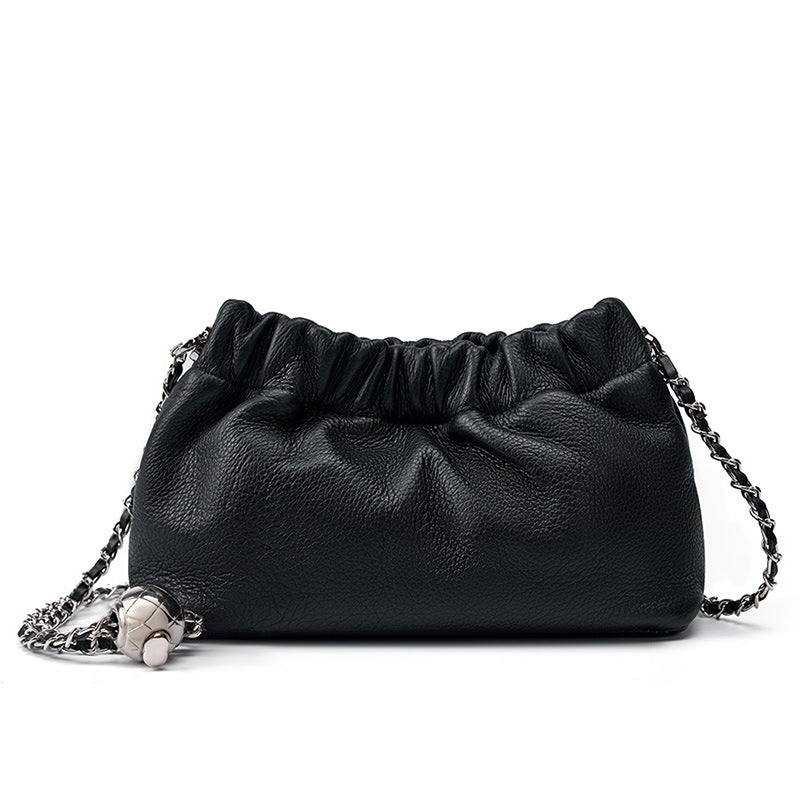 2025 Premium pleated bag, golden autumn chain bag 2023 new cowhide versatile cloud bag, shoulder underarm bag, messenger bag