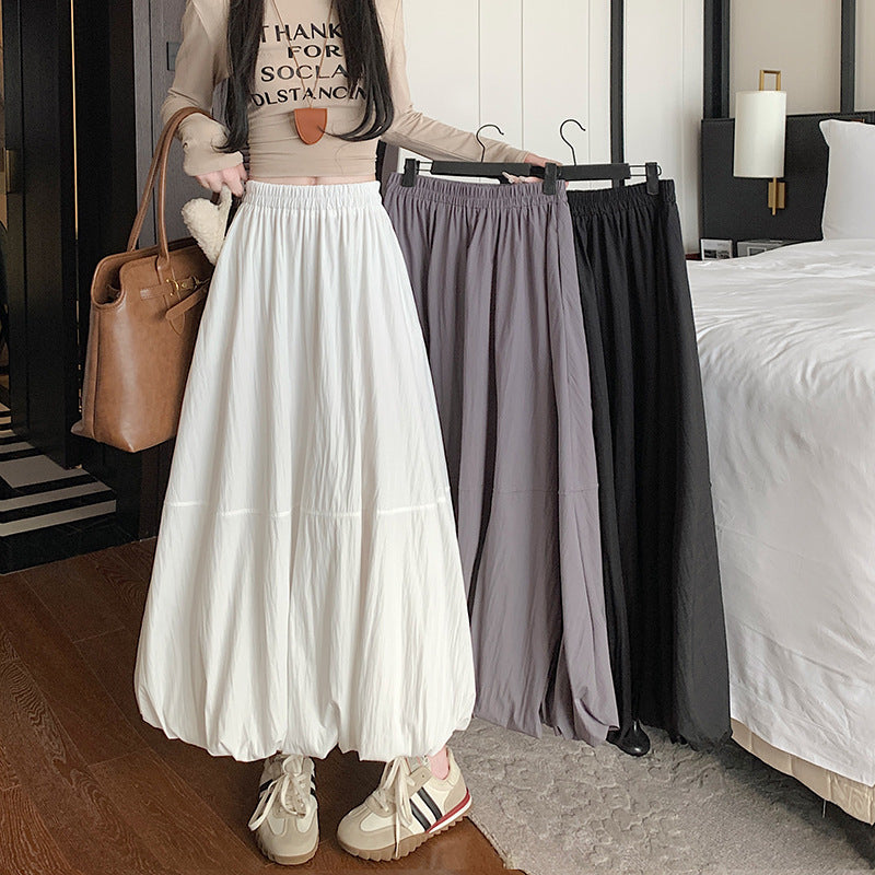 2025 Bud lantern skirt new fashion casual fat MM high waist thin hips splicing temperament a-word skirt Popular trade