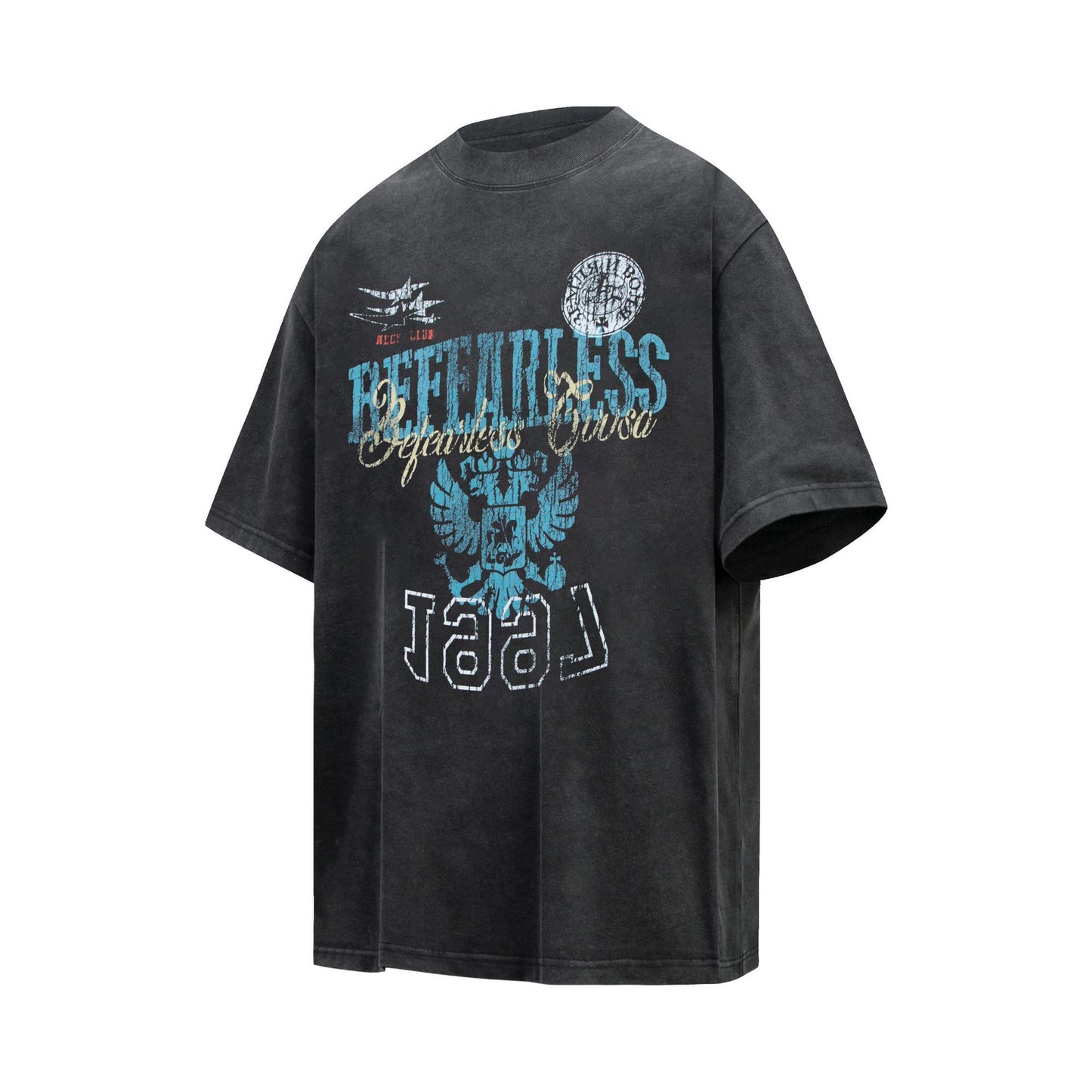 2025 6123 2025n street 2025 retro letter old design men's loose high-end neutral short-sleeved T-shirt