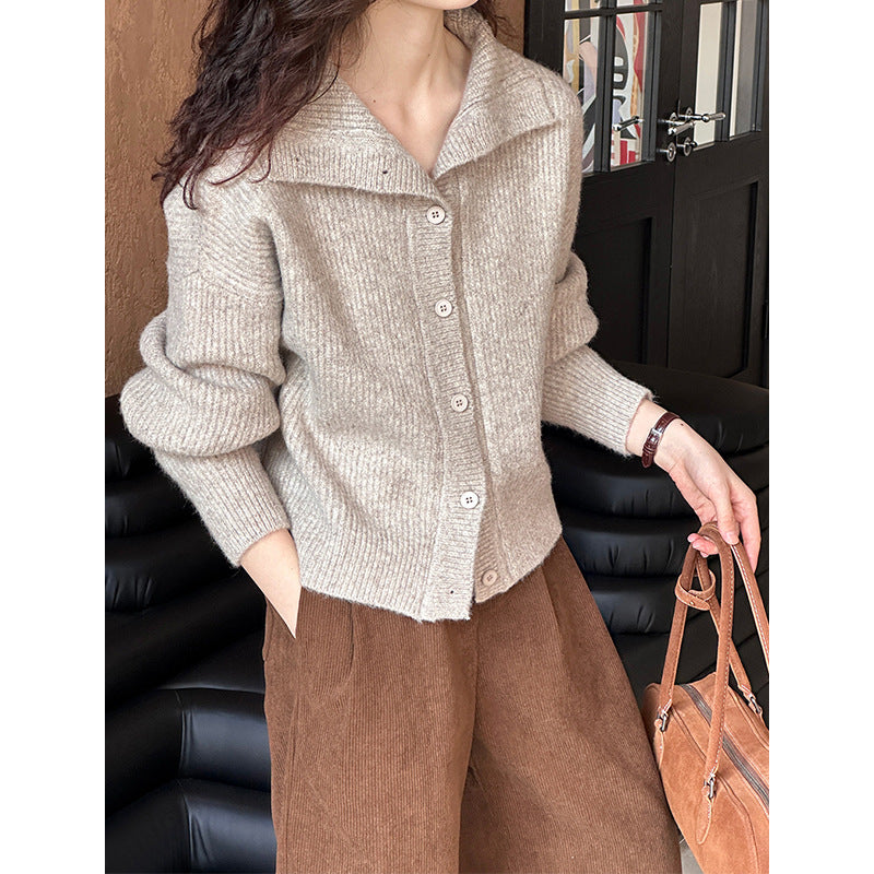 2025 popular autumn and winter new cardigan sweater jacket women's Korean version of high-end semi-turtleneck knitted sweater Y942