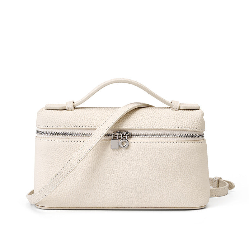 2025 Strictly selected leather women's bags, portable LP lunch box bags, popular new first-layer cowhide messenger bags