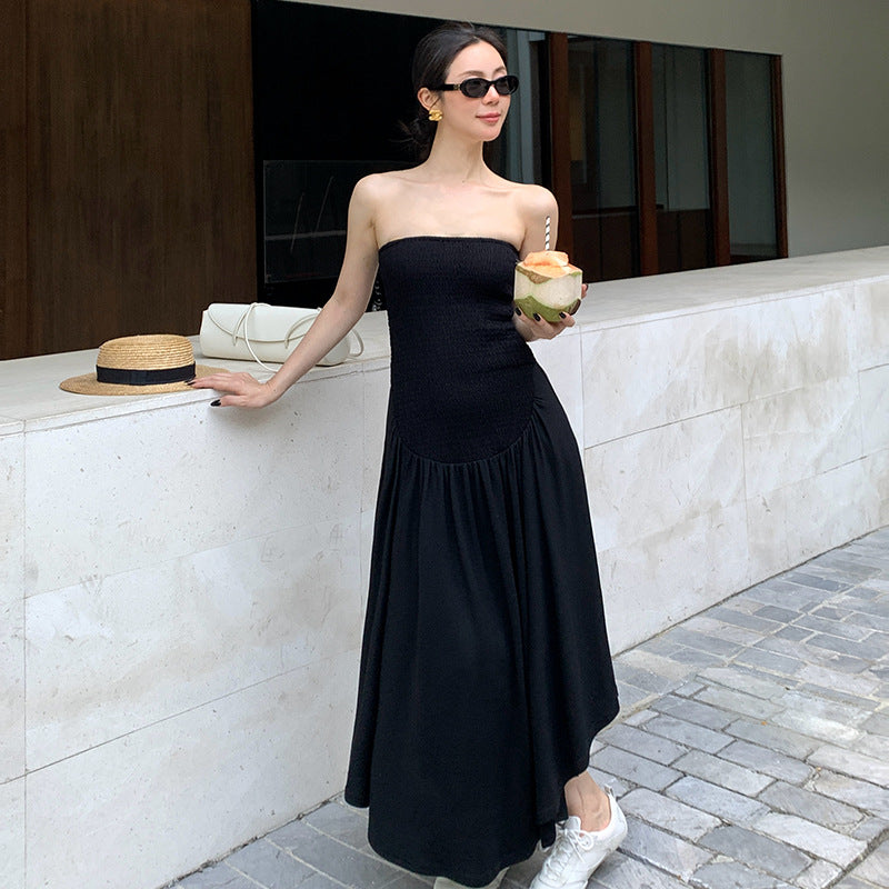 2025 spring and summer new high-waisted temperament elegant tube top dress high-end long dress children 88231