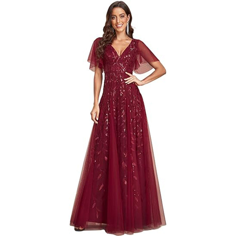 2025banquet evening dress women's new elegant long annual meeting celebrity aura queen host evening dress