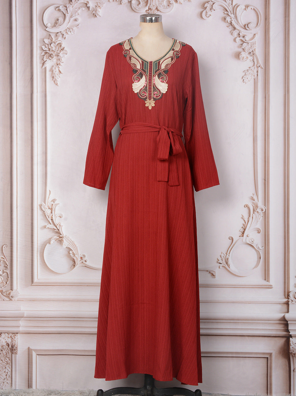 MT190 Middle East Popular and Dubai Popular trade embroidery collar flower dress Muslim elegant party dress dress