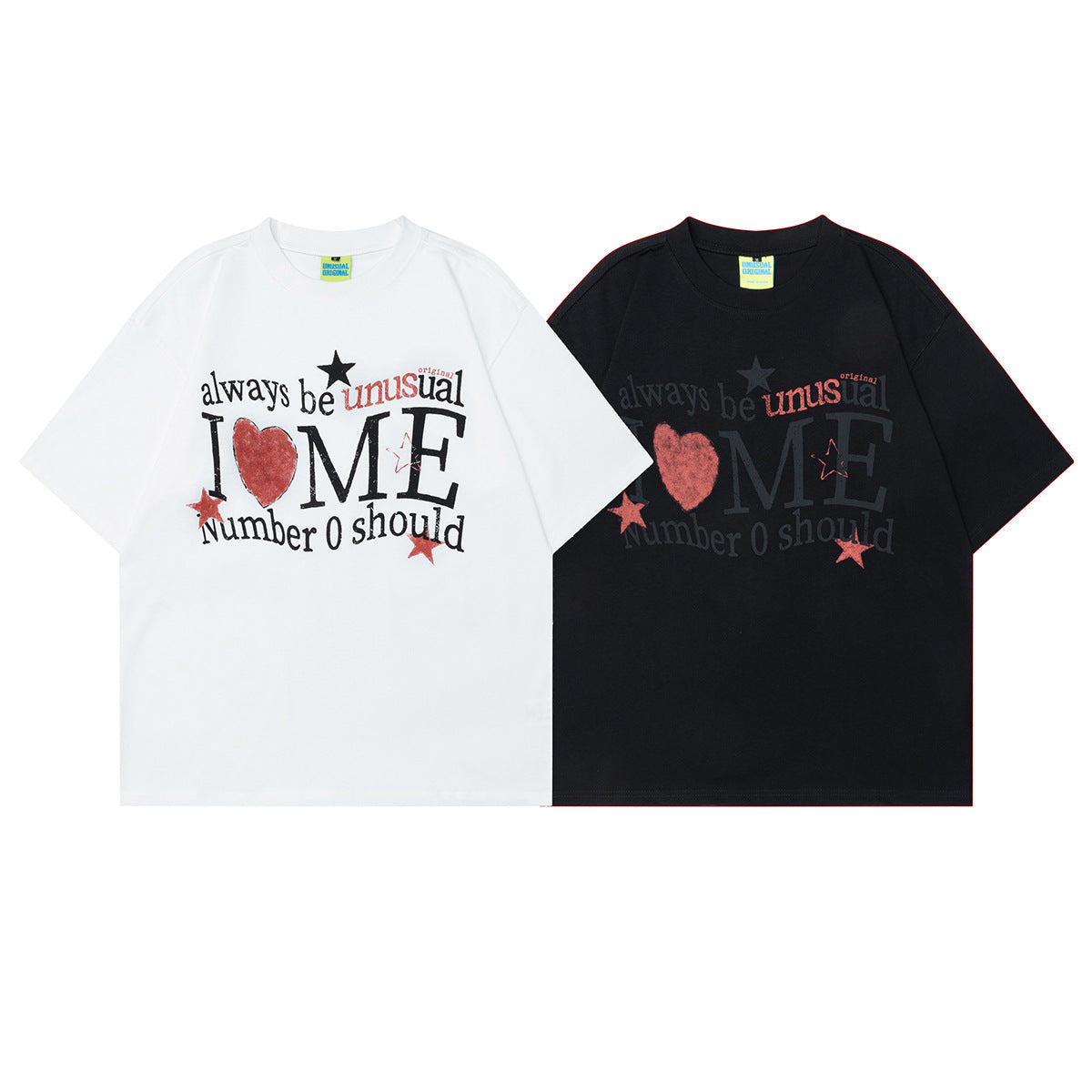 2025 T1091 2025n Street 2025 Summer Neutral High Sense Love Design Retro Men's High Sense Short Sleeve T-Shirt