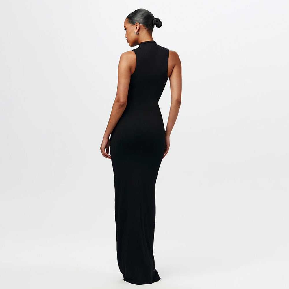 2025 New new dress women's round neck sleeveless straps slim dress sexy fashion solid color dress
