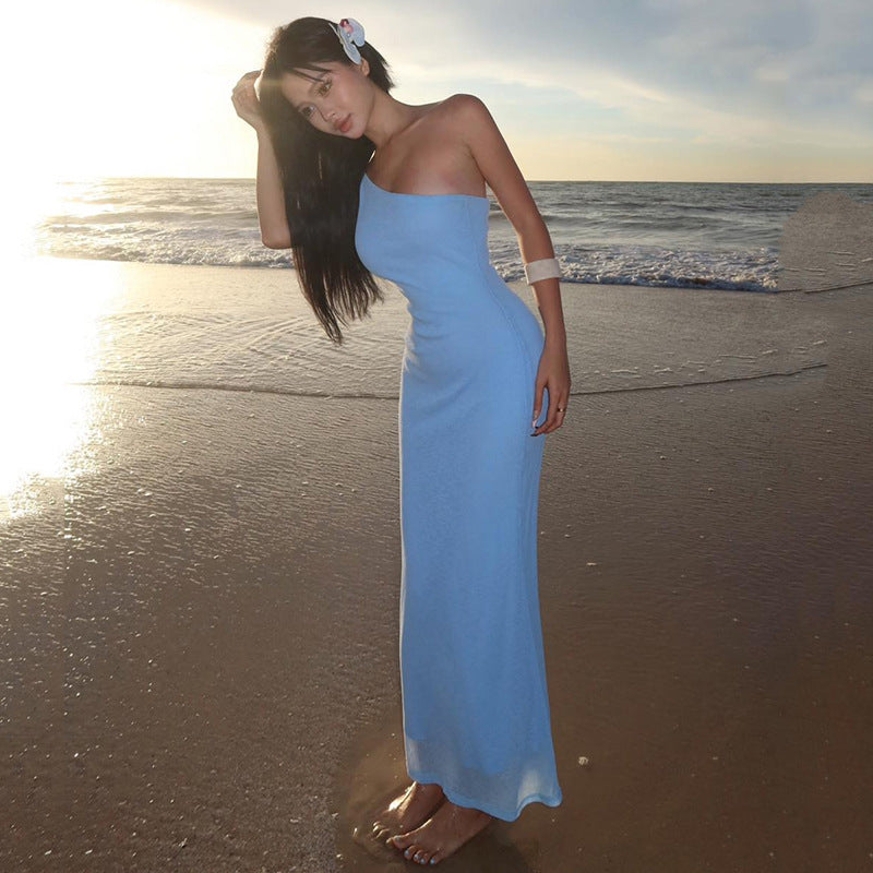 2025 style 2025 spring new women's clothing slim and thin temperament fairy skirt single shoulder suspender dress