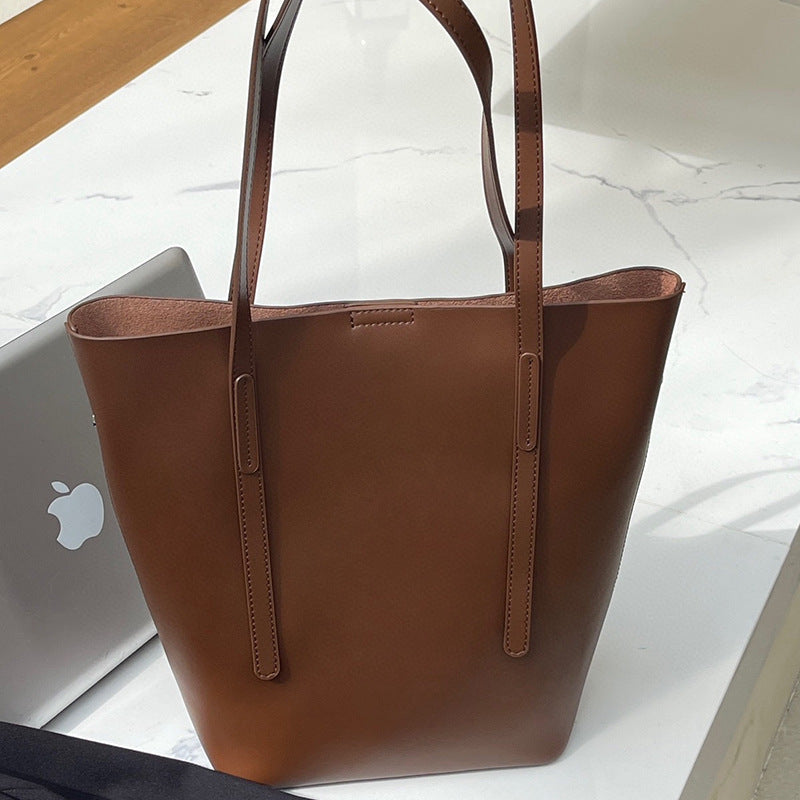 BENPAOLV 2025popular autumn and winter new versatile cowhide wind chimes tote bag women's large-capacity commuting hand-held shoulder leather women's bag
