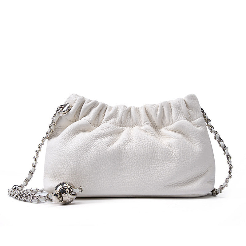 2025 Premium pleated bag, golden autumn chain bag 2023 new cowhide versatile cloud bag, shoulder underarm bag, messenger bag