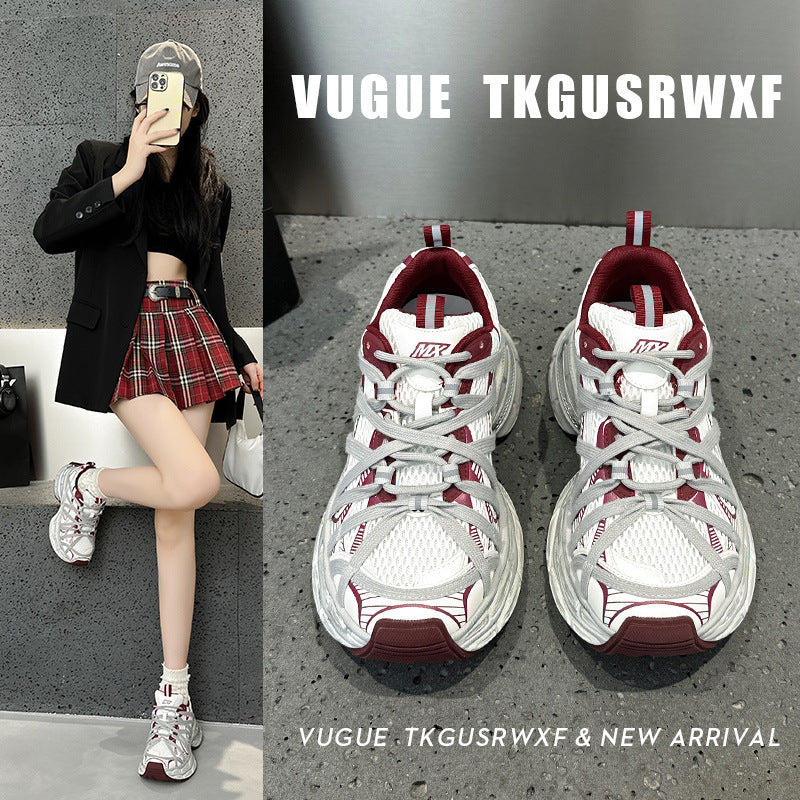 2025 Thick-soled dad shoes women's popular autumn new Korean version breathable and versatile, lightweight and non-slip casual sports shoes tide