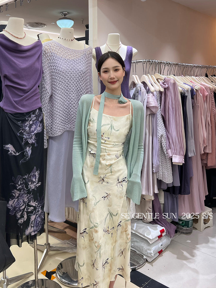2025 Thirteen Lines Spring and Summer New Temperament Printing Pure Desire High Waist Suspender Dress Children 88180