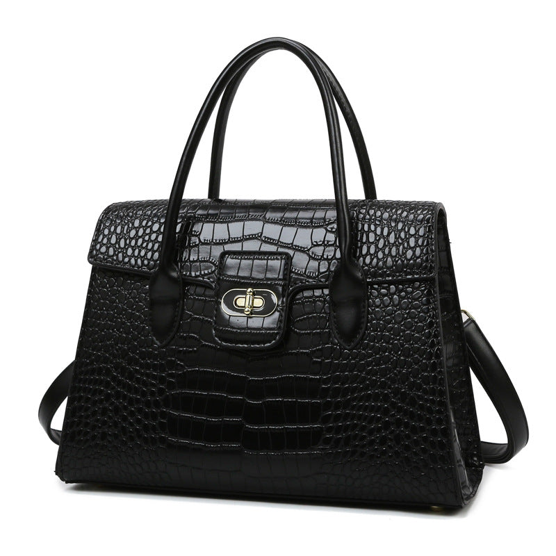 2025 popular autumn new fashion handbag women's large-capacity crocodile pattern shoulder bag to work commuting high-end satchel
