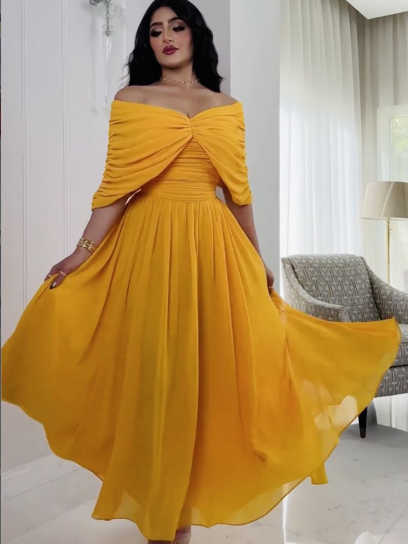 2025 spring and summer New Popular trade women's clothing independent station ebay sexy chiffon pleated ball dress dress new