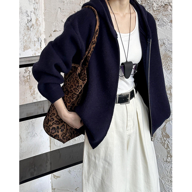 2025 popular autumn new coat temperament lazy style retro casual and thin loose knitted cardigan A22