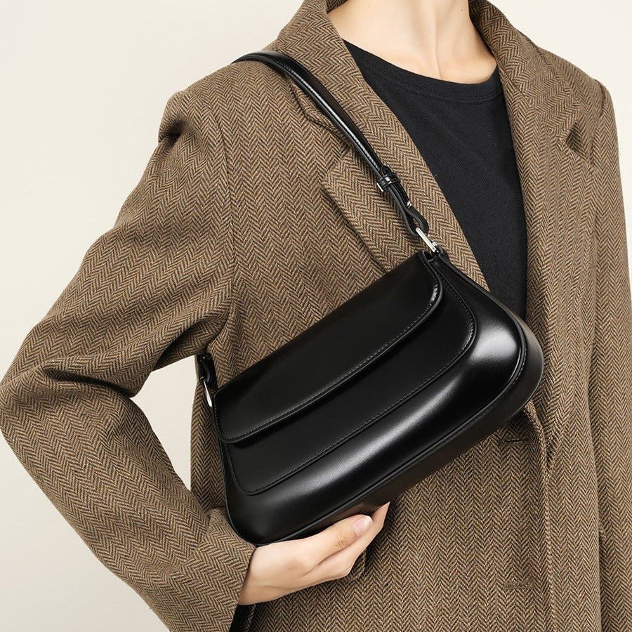 2025 Leather underarm bag popular new versatile high-end shoulder bag fashion saddle bag messenger bag
