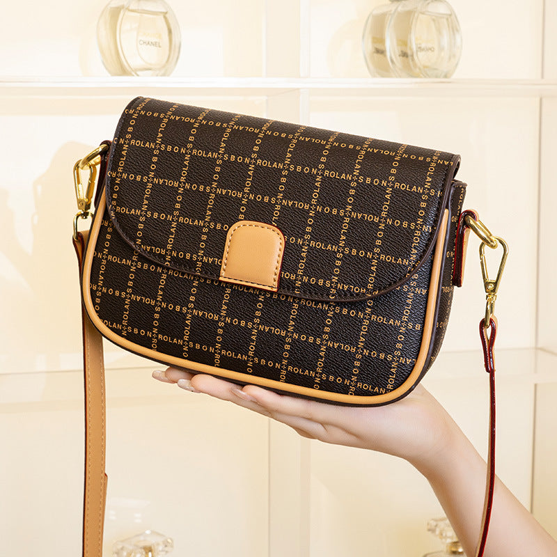 2025 Bag women's popular spring and summer fashion new women's bag saddle bag retro messenger bag contrasting color women's shoulder bag