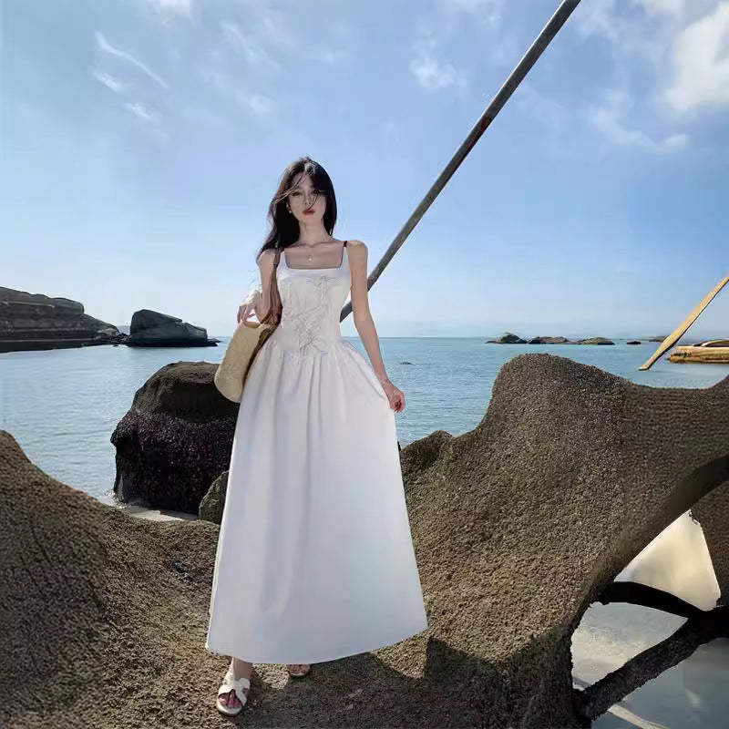 2025 National Style Embroidery New Chinese Suspender Dress Female Summer Spice Girl Sexy Backless Temperament Waist Skinny Holiday Dress