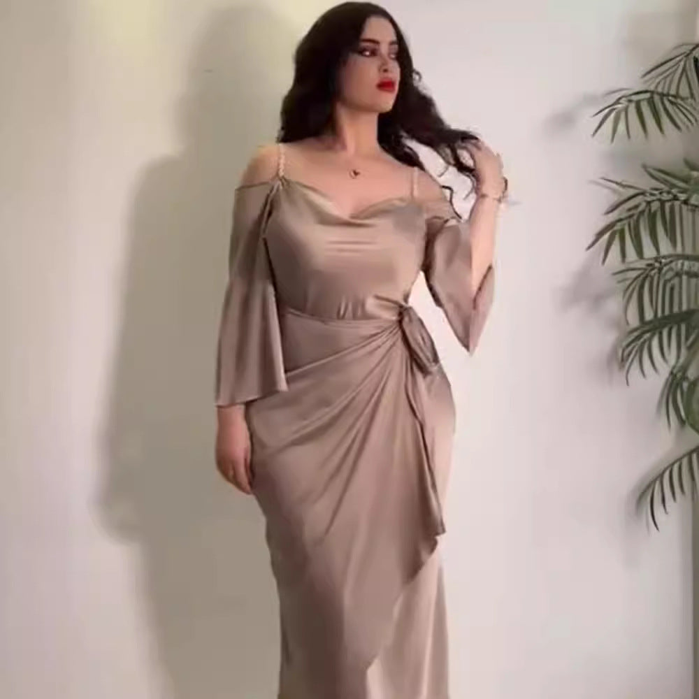2025 popular spring and summer New Popular trade women's clothing independent station ebay sexy suspender hip-wrapped collar dance evening dress