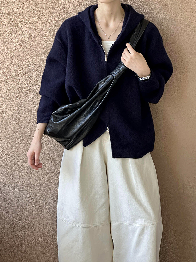 2025 popular autumn new coat temperament lazy style retro casual and thin loose knitted cardigan A22