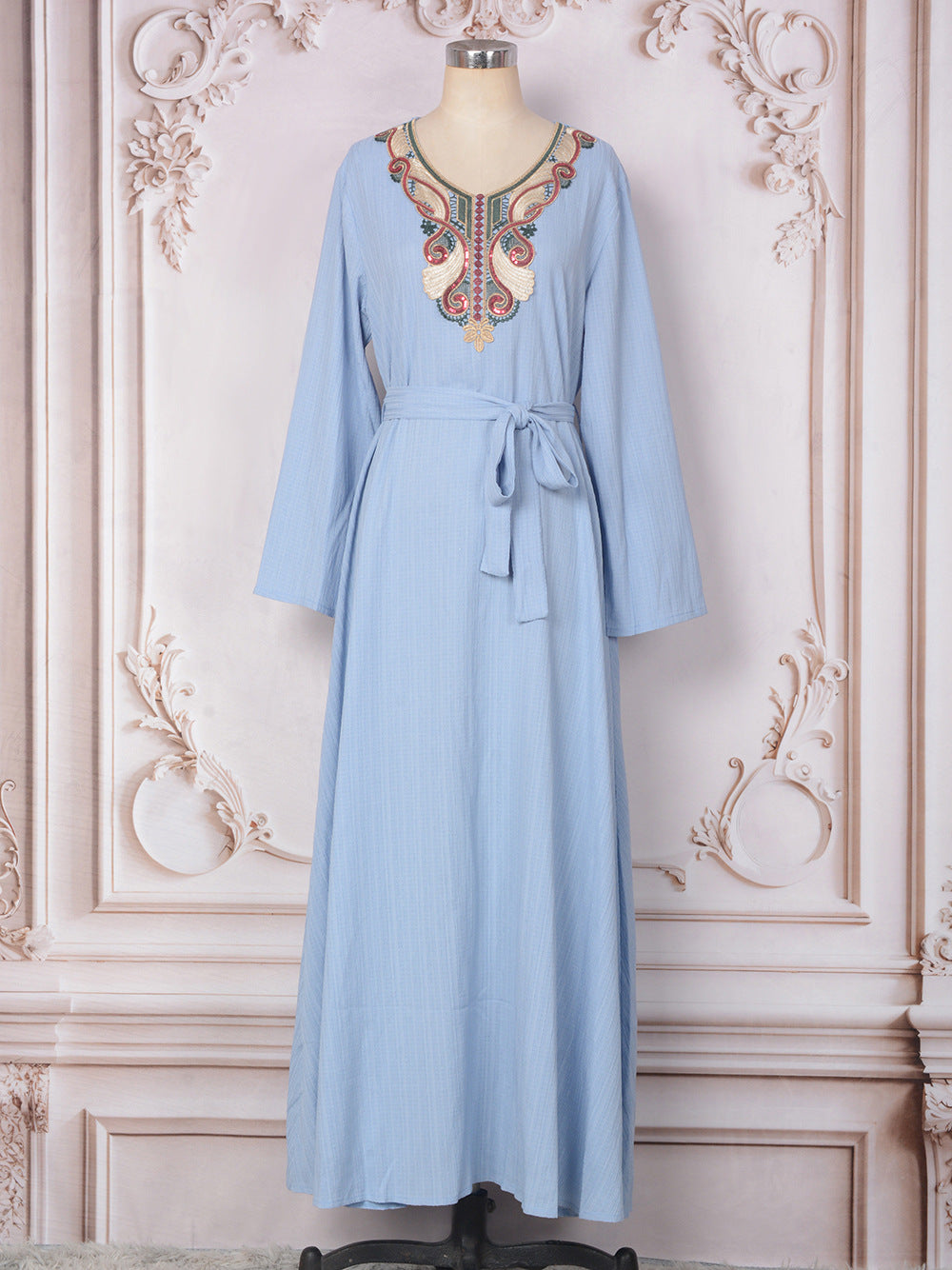 MT190 Middle East Popular and Dubai Popular trade embroidery collar flower dress Muslim elegant party dress dress