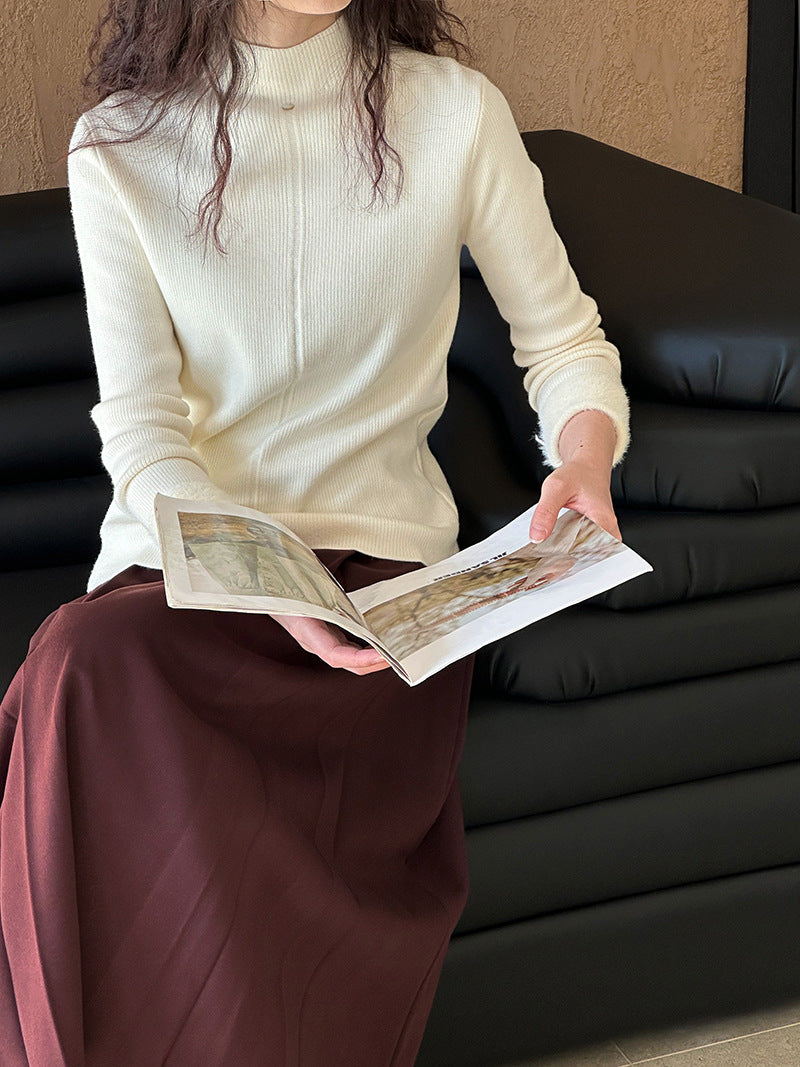 2025 popular autumn and winter new Korean semi-turtleneck slim-fitting inner high-end bottoming sweater knitted sweater 8863-1