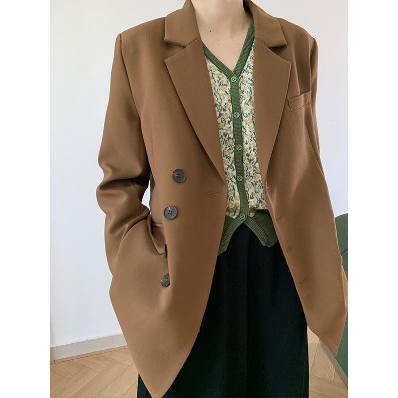 2025 2025 spring blazer women's irregular niche design sense loose Hong Kong style Korean version suit top 8160