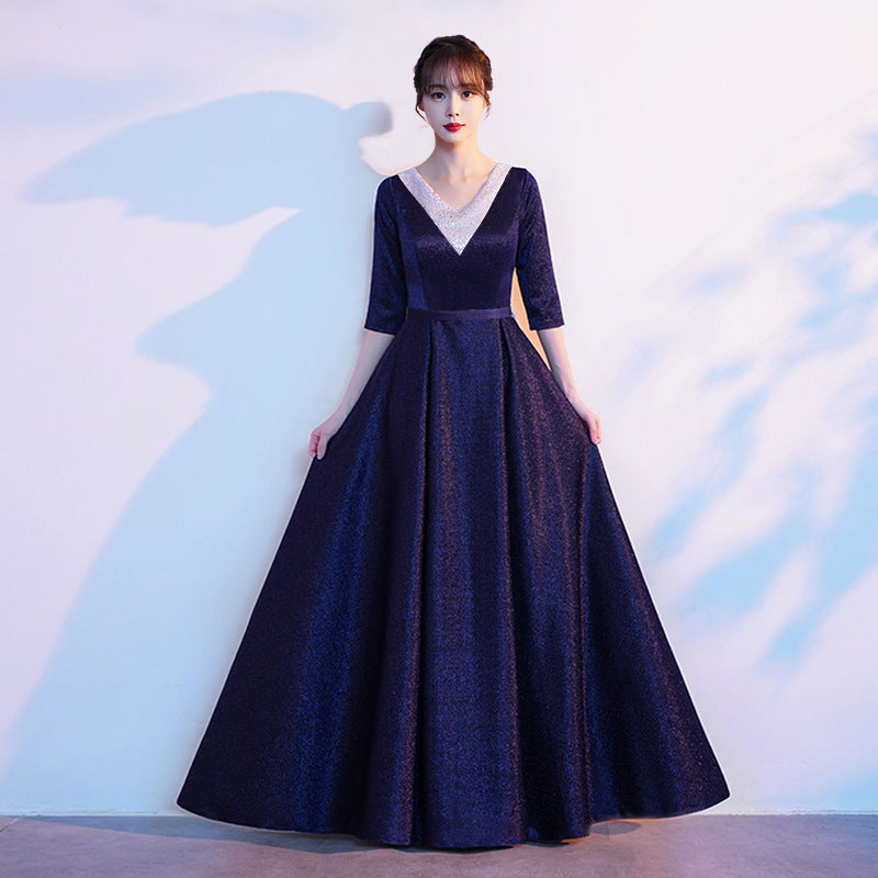 2025 Chorus costumes women's long skirts new adult choir stage costumes host recitation competition dress