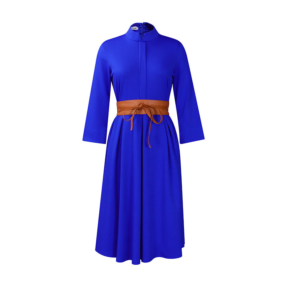 BENPAOLV D429 independent station autumn and winter new solid color temperament elegant fashion Tongle 2025 trade large size African dress
