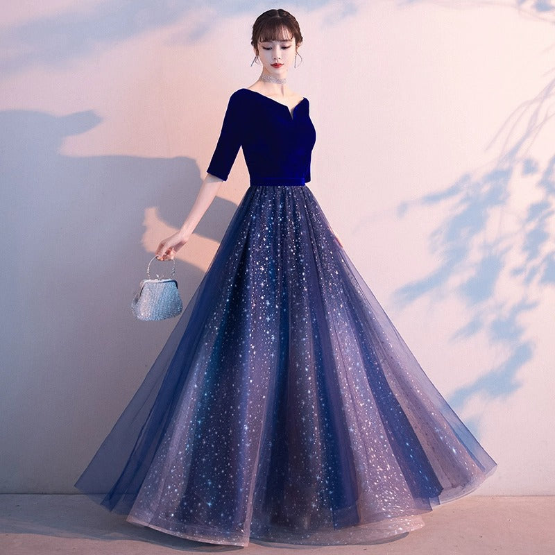 2025 Starry sky evening dress dress female banquet temperament fairy student dress host big choir performance dress long dress