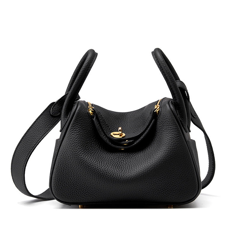 2025 Leather women's bag shoulder messenger bag pillow bag 2023 new lindy medium versatile women's bag doctor bag