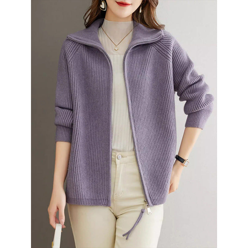 Official website picture direct sales knitted jacket women's autumn clothing early spring zipper top Popular style jacket