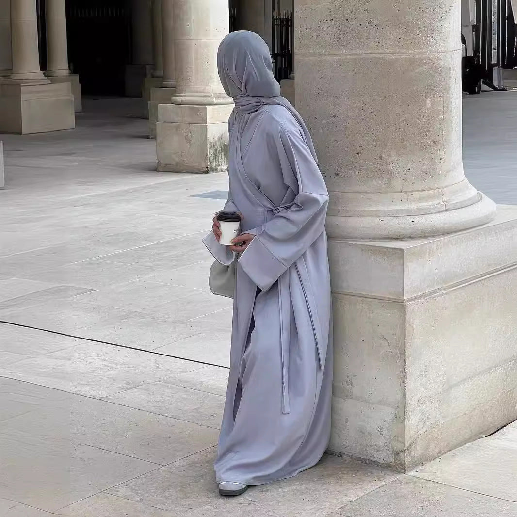 2025 popular spring and summer new New Popular trade women's clothing independent station ebay Middle East solid color kaftan robe evening dress