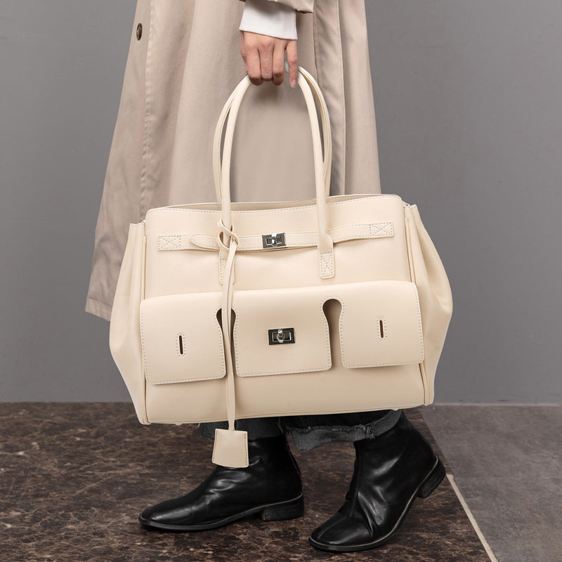 2025 Tote bag fashionable rodeo bag women's autumn and winter large capacity high-end commuter women's bag simple texture shoulder bag