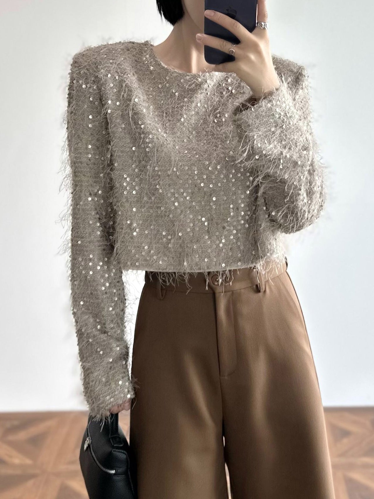 2025 Spot premium sequined fringed shirt women's popular spring new pullover design versatile top trendy
