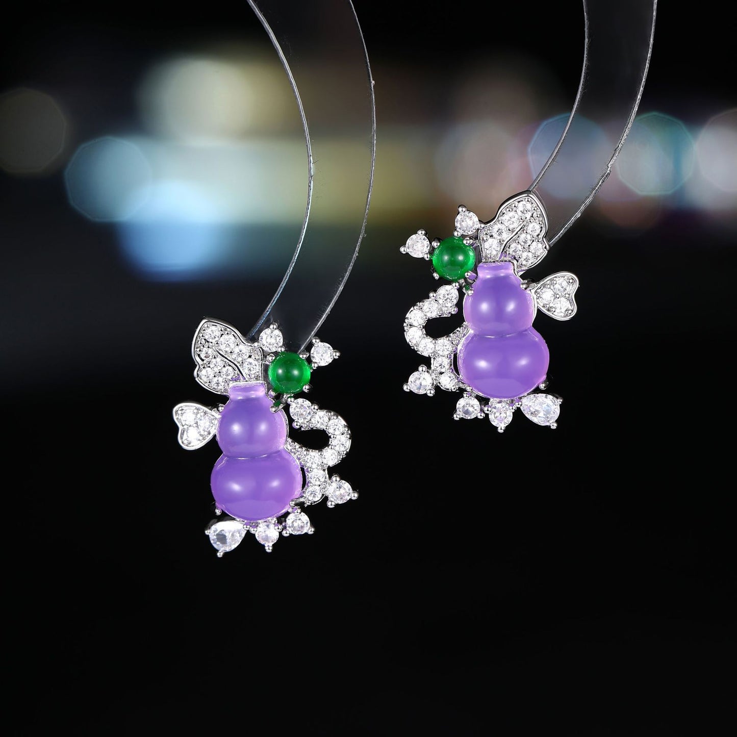 2025 New Chinese style lucky treasure gourd stud earrings natural jade retro national style 925 silver needle niche design earrings women