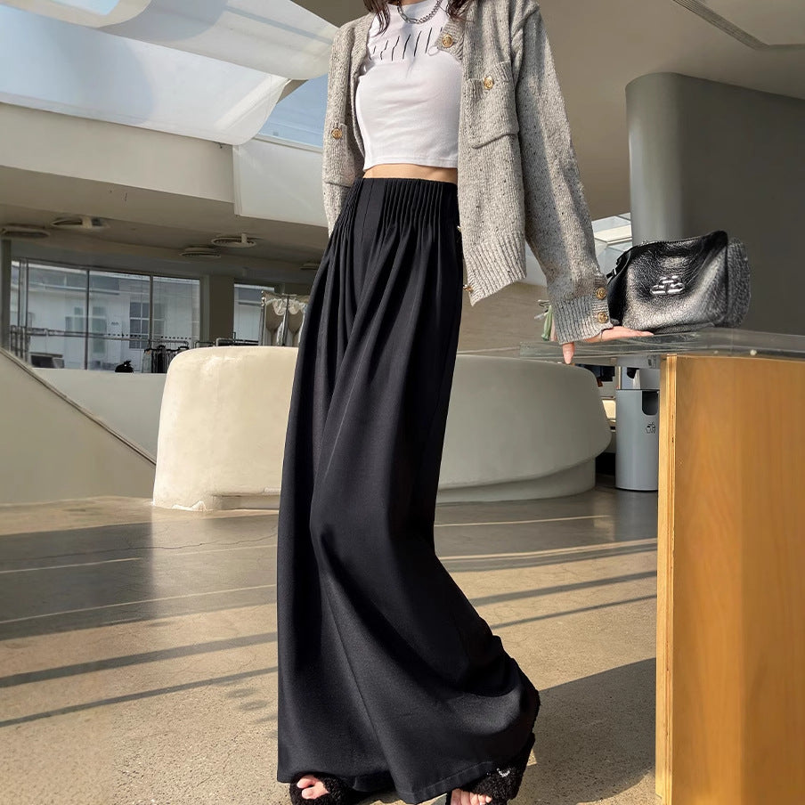 2025 Spot Angola red suit wide-leg pants children's autumn ruffian black tea wind straight casual pants